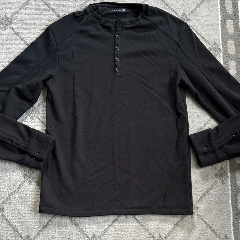 Vince Camuto Black Slim Fit Long Sleeve Henley